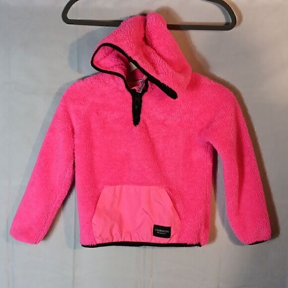 Calvin Klein Performance Pink Fuzzy Girls Hoodie - Picture 1 of 7